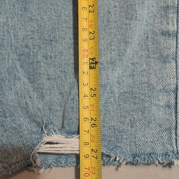 Old Navy High-Waisted Straight Leg Jeans Womens 14 Medium Wash Raw Hem Cropped - Picture 10 of 10